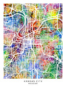 Kansas City Missouri City Map #90 Digital Art by Michael Tompsett