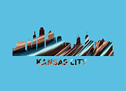 Kansas City Skyline on Blue Digital Art by Elisabeth Lucas
