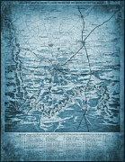 Kentucky Central Railway and Blue Grass Region Vintage Map Birds Eye View 1889 Blue  Drawing by Carol Japp