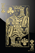 King of Clubs in Gold on Black   Digital Art by Serge Averbukh