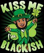 Kiss Me Im Blackish Black Leprechaun Digital Art by Flippin Sweet Gear