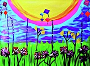 Kites In Spring  Painting by Cherry Vercher