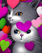 Kittens and Hearts Digital Art by Cindy's Creative Corner