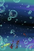 Koi Pond Milky Way Digital Art by Angrulla MF