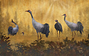 Kraniche im. Herbst Painting by Horst Rosenberger