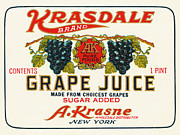 Krasdale Brand Grape Juice Drawing by Vintage Food Labels