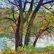 Lakeside Hues - Bare Trees Painting by Hailey E Herrera Lakeside Hues - Bare Trees Painting by Hailey E Herrera