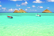 Lanikai Beach two Boats and Two Mokes Photograph by Aloha Art