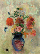 Large Vase with Flowers. Dated c. 1912. Painting by Odilon Redon -1840-1916-