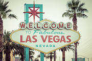 Las Vegas Welcome Sign Retro Photo Photograph by Paul Velgos