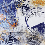 LAST CALL Blue Orange Abstract Painting Grunge Street Art Painting by Lynnie Lang