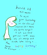 Late Birthday Dinosaur Drawing by Ashley Rice