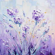 Lavender Romance - Purple and Gray Art - Lavender Field Art Painting by Lourry Legarde Lavender Romance - Purple and Gray Art - Lavender Field Art Painting by Lourry Legarde