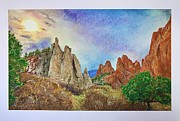 Lavender skies, Garden of the Gods Pastel by Leizel Grant
