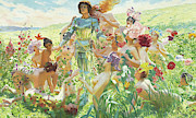 Le chevalier aux fleurs Painting by Georges Marie Rochegrosse