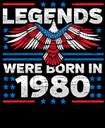 Legends Were Born in 1980 Patriotic Birthday Digital Art by Flippin Sweet Gear