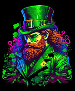 Leprechaun St Patricks Day Retro Abstract Digital Art by Flippin Sweet Gear