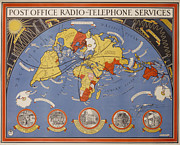 Leslie MacDonald Gill - G P O - Post Office Radio-Telephone Services - 1935 Digital Art by Vintage Map