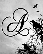 Letter A Design 43 Crow Birds Mixed Media by Lucie Dumas Letter A Design 43 Crow Birds Mixed Media by Lucie Dumas