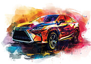 Lexus RX watercolor abstract vehicle Painting by Clark Leffler