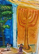Light and Shadow, and the Great Maccabean Menorah and the Tree of Life Painting by Andrew Blitman