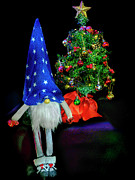 Light Painted Christmas Tree and Gnome Photograph by Rob Green