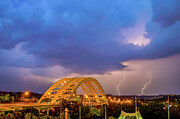 Lightning Over The Big Mac Bridge Cincinnati Ohio Daniel Carter Beard Bridge Photograph by Dave Morgan