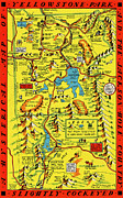 Lindgren - Turner Inc - A Hysterical Map of Yellowstone Park - c1950  Digital Art by Vintage Map