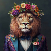 Lion in a Floral Jacket Ai Art by Lori Lea Studios Lion in a Floral Jacket Ai Art by Lori Lea Studios