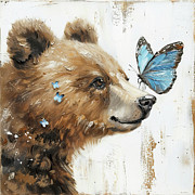 Little Bear And The Butterfly Painting by Tina LeCour Little Bear And The Butterfly Painting by Tina LeCour