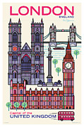 London Poster - Retro Travel  Digital Art by Jim Zahniser