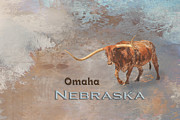 Longhorn Bull Omaha Nebraska Mixed Media by Elisabeth Lucas