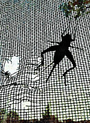 Looking for the Exit- Cricket on a Window Screen  Mixed Media by Shelli Fitzpatrick