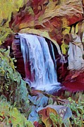 Looking Glass Falls Portrait Pop Art Digital Art by Allen Nice-Webb