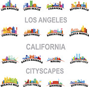 Los Angeles Cityscapes Drawing by Albertc111