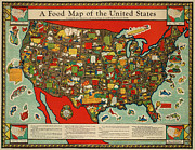 Louis Fancher - The Great Atlantic and Pacific Tea Co - A Food Map of the United States - 1932-33 Digital Art by Vintage Map