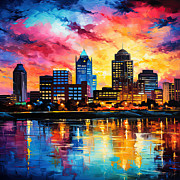 Louisville Skyline - Sunset Impressionist Painting by Lourry Legarde Louisville Skyline - Sunset Impressionist Painting by Lourry Legarde
