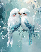 Love Birds On Branch Digital Art by Athena Mckinzie