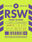 Luggage Tag D - RSW Fort Myers Florida USA Digital Art by Organic Synthesis
