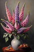 Lupine Wall Art Floral Still Life Digital Art by Vintage Wall Art