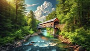 Lush Passage Covered Bridge Ai Art by Floyd Snyder