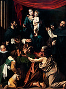 Madonna Of Rosary By Caravaggio Painting by Caravaggio