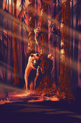 Mama bear with cubs Painting by Sassan Filsoof