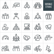 Management Thin Line Icons - Editable Stroke Drawing by Appleuzr