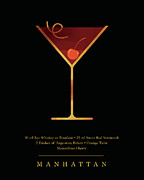Manhattan Cocktail - Classic Cocktail Print - Black and Gold - Modern, Minimal Lounge Art  Digital Art by Studio Grafiikka