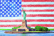 Statue Of Liberty - Mural Style Mixed Media by Mark Tisdale