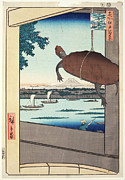 Mannen Bridge, Fukagawa, from the series 'One Hundred Famous Views of Edo'. Date/Period November... Painting by Hiroshige
