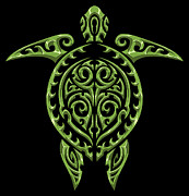 Maori Turtle Tribal Diving Sea Animals Digital Art by Mister Tee
