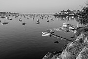 Marblehead Causeway from Crocker Park Beautiful Morning Reflection Black and White Photograph by Toby McGuire