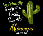 Maricopa Arizona Funny Vintage Cactus Digital Art by Flo Karp